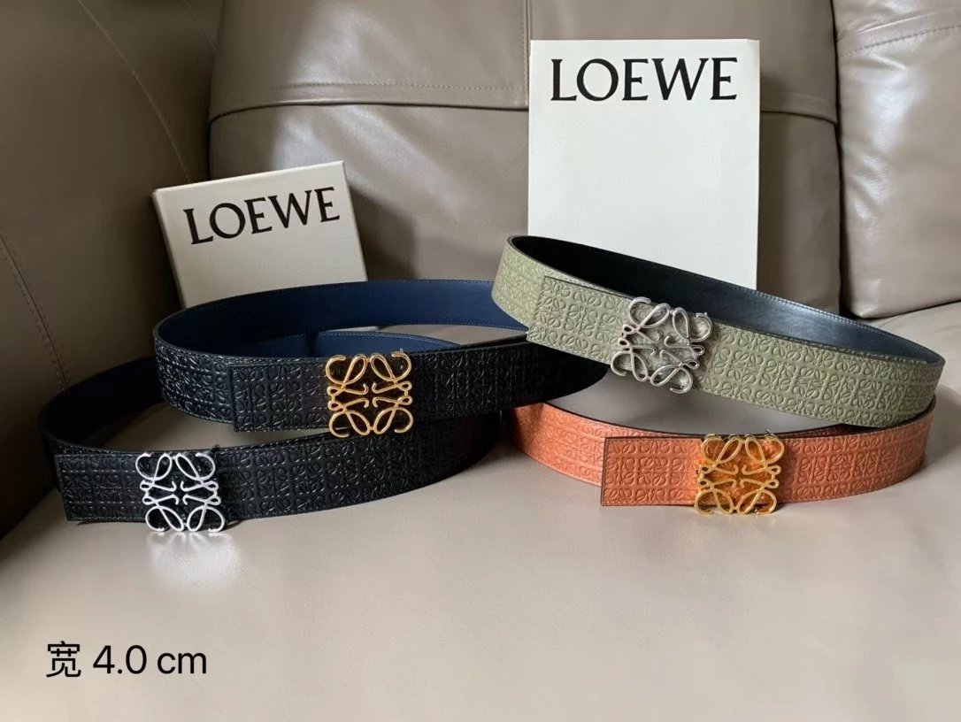 LOEWE Belt Top version Belt Genuine Cattlehide Leather Surface Original Single Original Single Double-Sided First Layer Original Cowhide4.0Men's Leather Belt Man's Belt Men's Belt Business Casual Pants Belt Men's Business Casual Belt Belt Men's High-End B