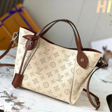 Louis Vuitton LV Women's Bag Top version New Hollow Perforated Women's Bag Fashion Leather Shopping Bag HINA Small Size Handbag Portable Shoulder Bag First Layer Cowhide Messenger Bag Two Back Bucket Bag M54353/M54351