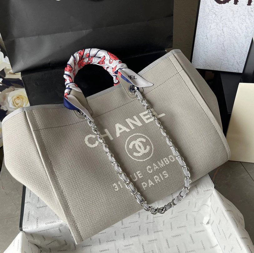 Chanel Women's Bag Top version 【**High-End Version】Early Spring New Color1Beach Denim Canvas Bag Classic Beach Bag Tote Bag Shopping Bag Handbag Mummy Bag Large Capacity Casual Women's Bag Large Beach Bag