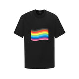 Balenciaga T-shirt Rainbow Colorful Print logo Distressed Crew Neck Short Sleeve25ss New pure cotton T Unisex T-Shirt OS Loose Fit Base Shirt Top T-Shirt Short Sleeve