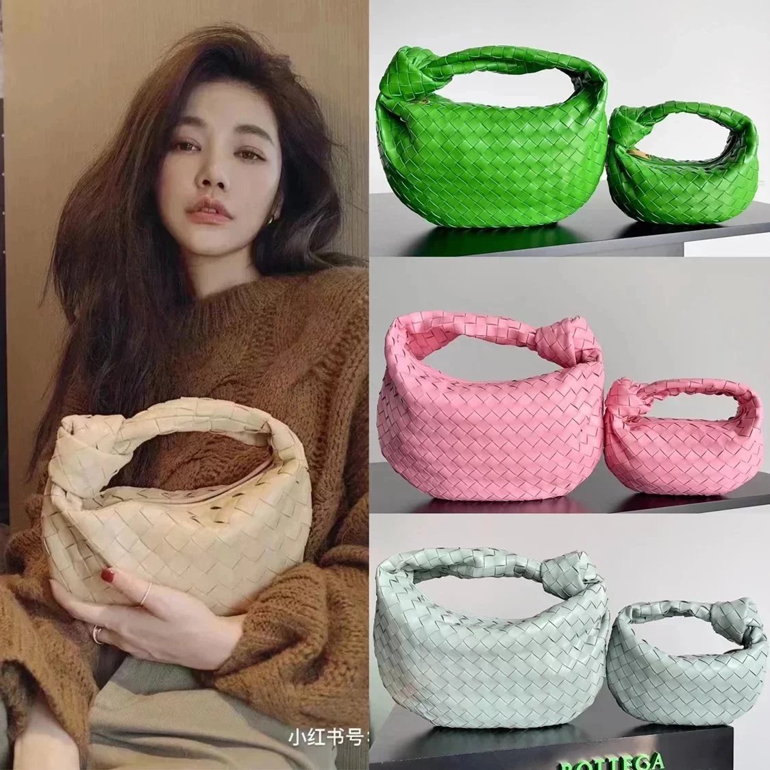 Bottega Veneta Women's Bag Top version 【Super Edition Counter Synchronization】23Early Spring New MINIJODIE Knotted Bag hobo Bag Genuine Leather Hand-Woven Bag Clutch Shoulder Bag Crossbody Bag Dinner Bag Jodie Tote Underarm Bag hobo Women's Bag Jodie Dump