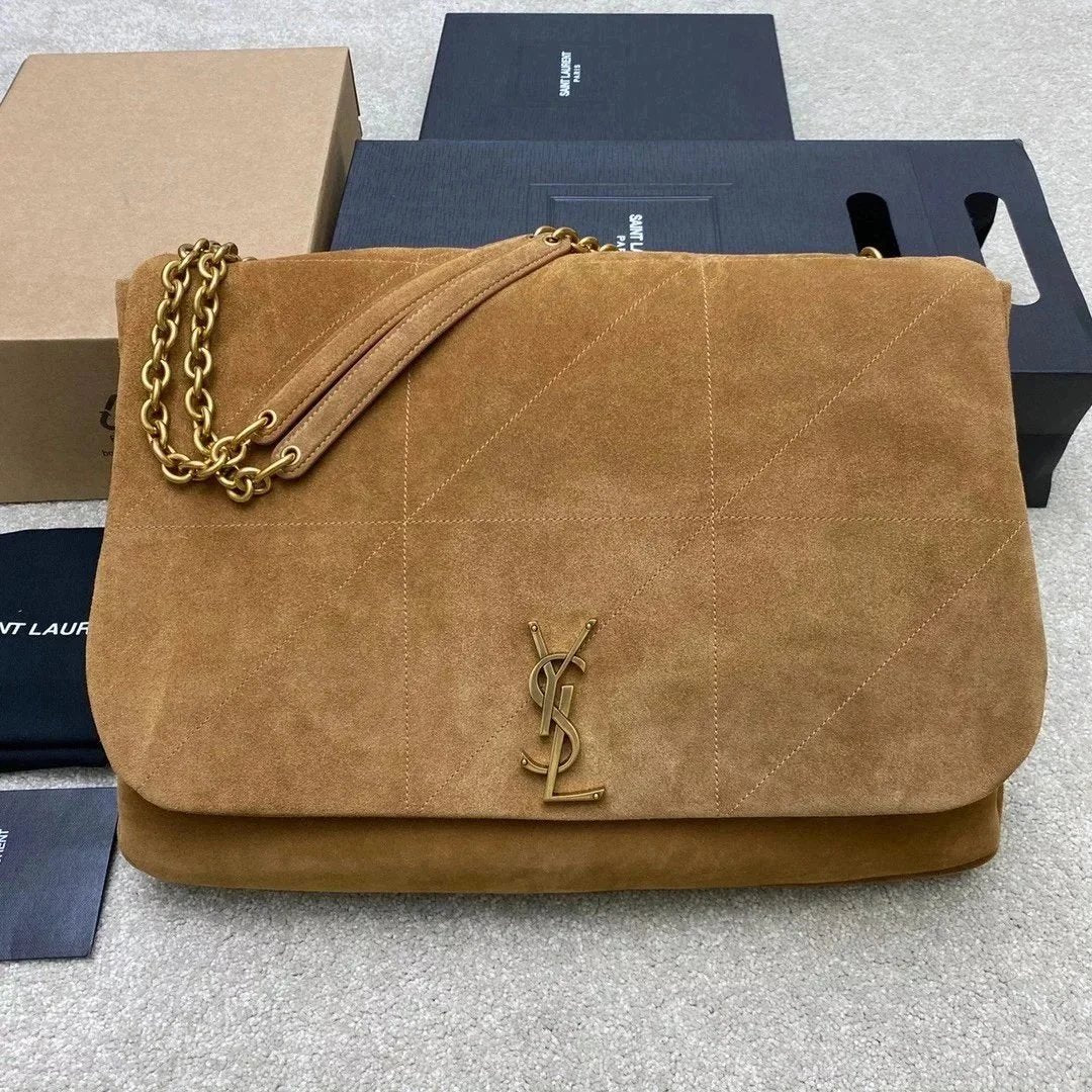 YSL Women's Bag Top version 【Super Original】Sunkeen Autumn and Winter New JAMIE Bag4.3Large Tote Bag Sheepskin Patent Leather Large Capacity Shopping Bag Backpack Men's and Women's Bags Extra Large Size Hobo Bag Small Size Jamie Messenger Bag Leisure Bag