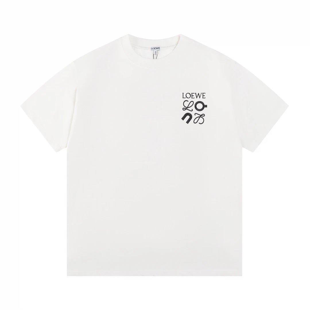 LOEWE T-shirt Onrun ON Collaboration Back Print logo round Neck Short Sleeve25ss New Pure Cotton Unisex Style T Casual T-Shirt Base Layer Shirt OS Loose Fit Half Sleeve Top Plus Size