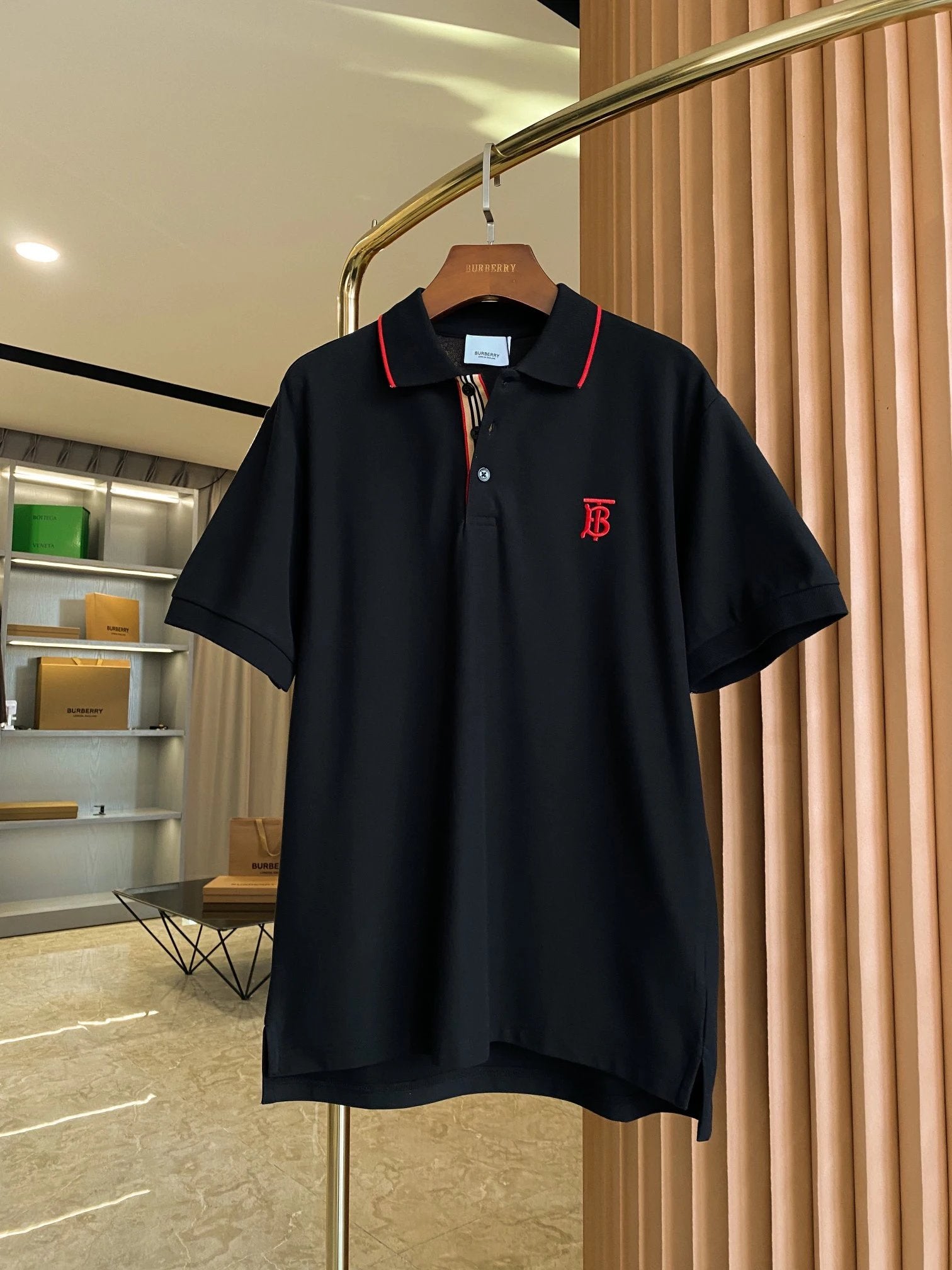 Burberry T-shirt Chest B Letter Embroidery logoPOLO Shirt Lapel Short Sleeve25ss New Unisex Summer Short Sleeve OS Loose T Business Half Sleeve Shirt Plus Size T-Shirt