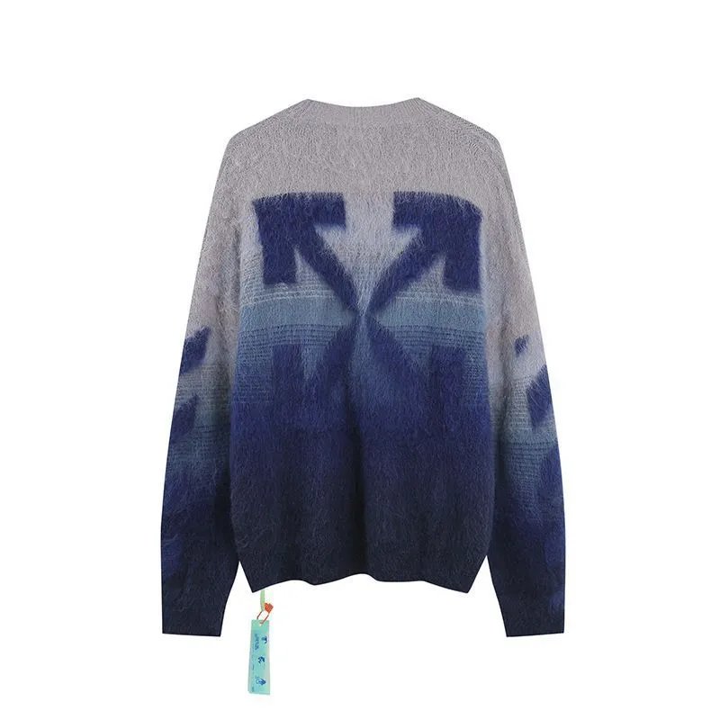 OFF-White Sweater Arrow Gradient Mohair Jacquard Sweater Loose Wool Sweater Tide-CY1688