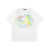 Louis Vuitton LV T-shirt Colorful Crayon Print on the Chest logo round Neck Short Sleeve25ss New Pure Cotton Unisex Style T T-shirt OS Loose Fit Base Shirt Half Sleeve T-Shirt Top Half Sleeve