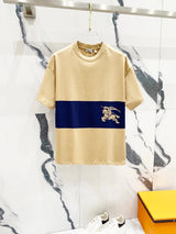 Burberry T-shirt Striped Print on the Chest logo round Neck Short Sleeve25ss New pure cotton T Unisex T-Shirt OS Loose Fit Base Shirt Top Half Sleeve T-Shirt