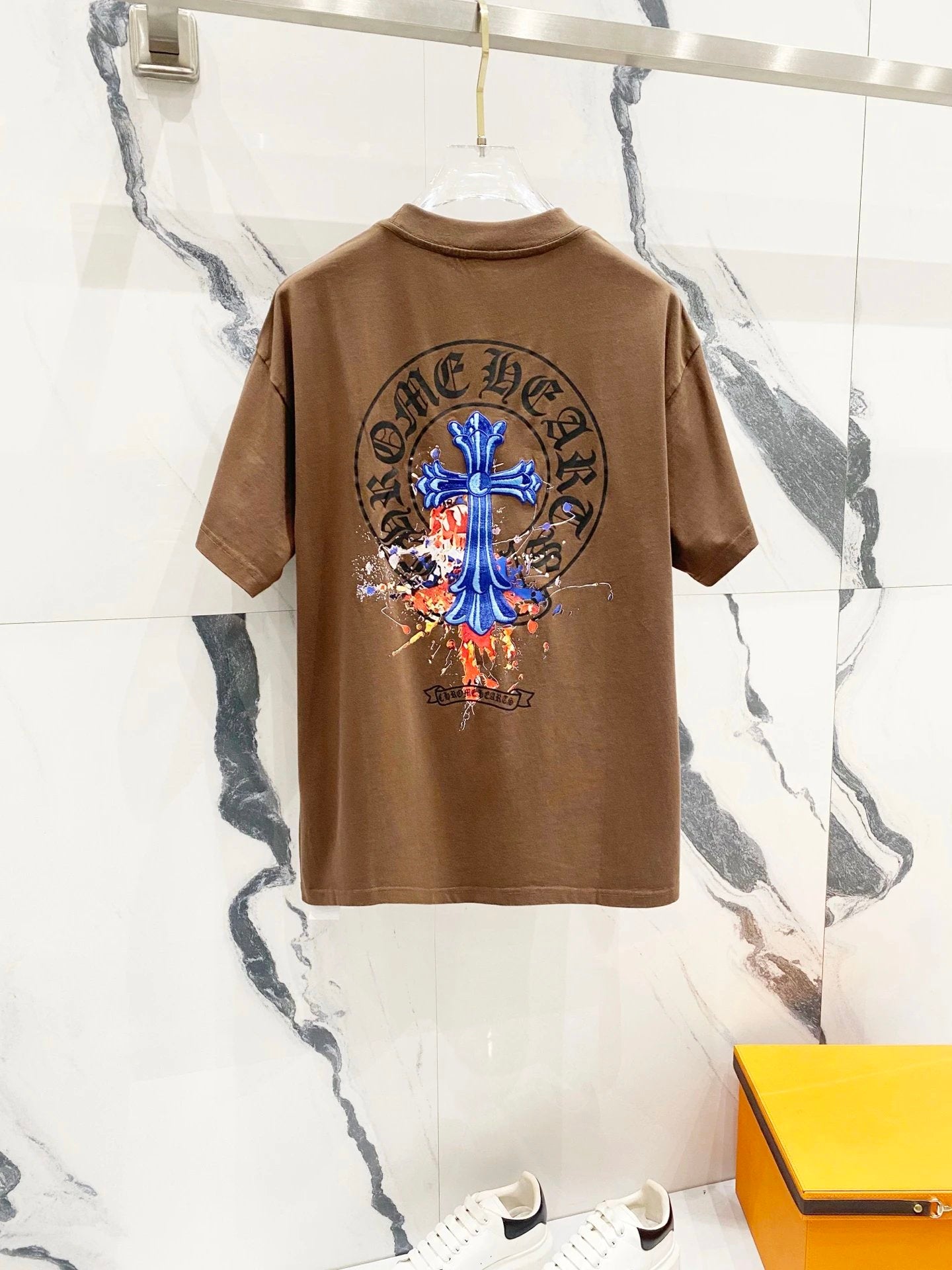 Chrome Hearts T-shirt Front and Back Sanskrit Embroidery logo round Neck Short Sleeve25ss New Pure Cotton Unisex Style T T-shirt OS Loose Fit Base Shirt Top Half Sleeve T-Shirt