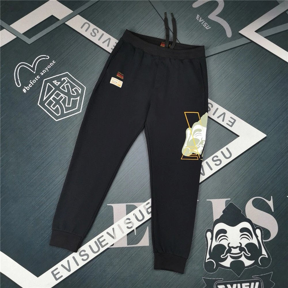 Evisu Sweatpants Top Version2024Autumn and Winter New Sweatpants Colorful Diamond Damo Men and Women Loose Casual Couple Long Pants Fashion