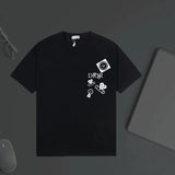 Dior T-shirt Heart Pattern Print on Chest Letters logo round Neck Short Sleeve25ss New Pure Cotton Unisex Style T Casual T-Shirt Base Layer Shirt OS Loose Fit Half Sleeve Top Plus Size
