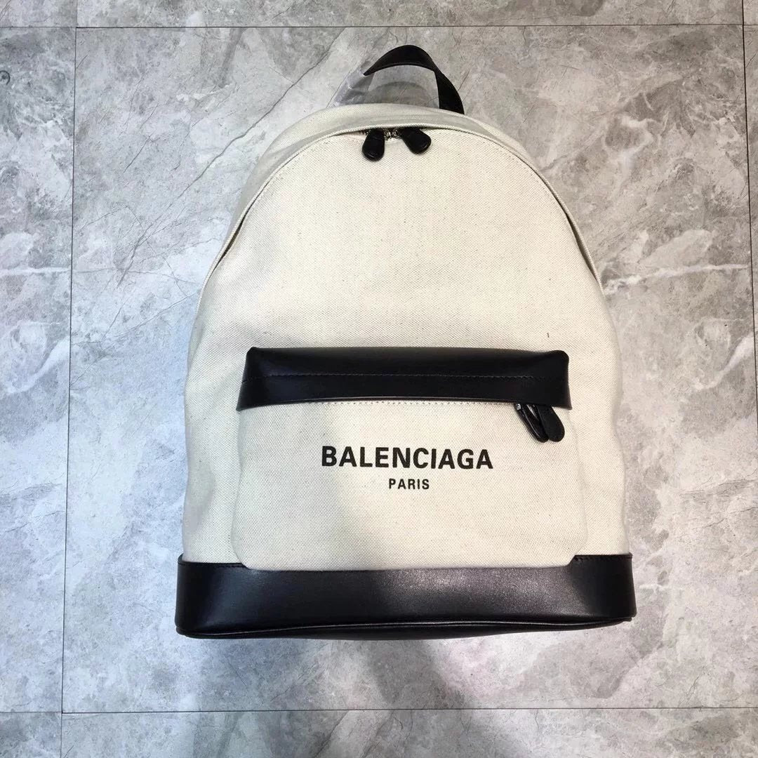 Balenciaga Bag Top version 【Treasure of Town Store】Canvas Backpack Large and Small Sizes Black and White Men's and Women's Same Couple's Backpack Schoolbag