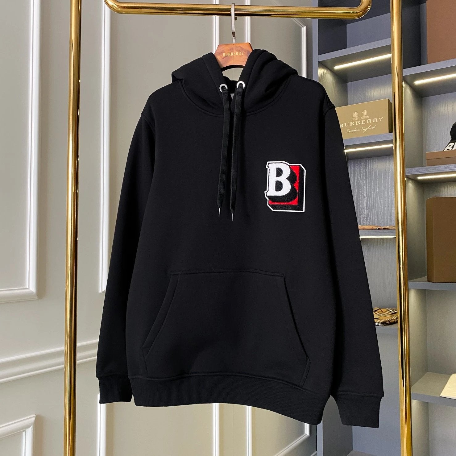 Burberry Jackets Letter Pattern Cotton Blend Hooded Sweatshirt Unisex Jacket