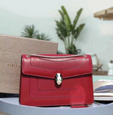 BVLGARI Bag Top version SerpentiForever Classic Red Daisy Yellow Cowhide Bag Decorated with a Snake's Head File Holder Chain Bag Portable Shoulder Messenger Bag Women's Bag