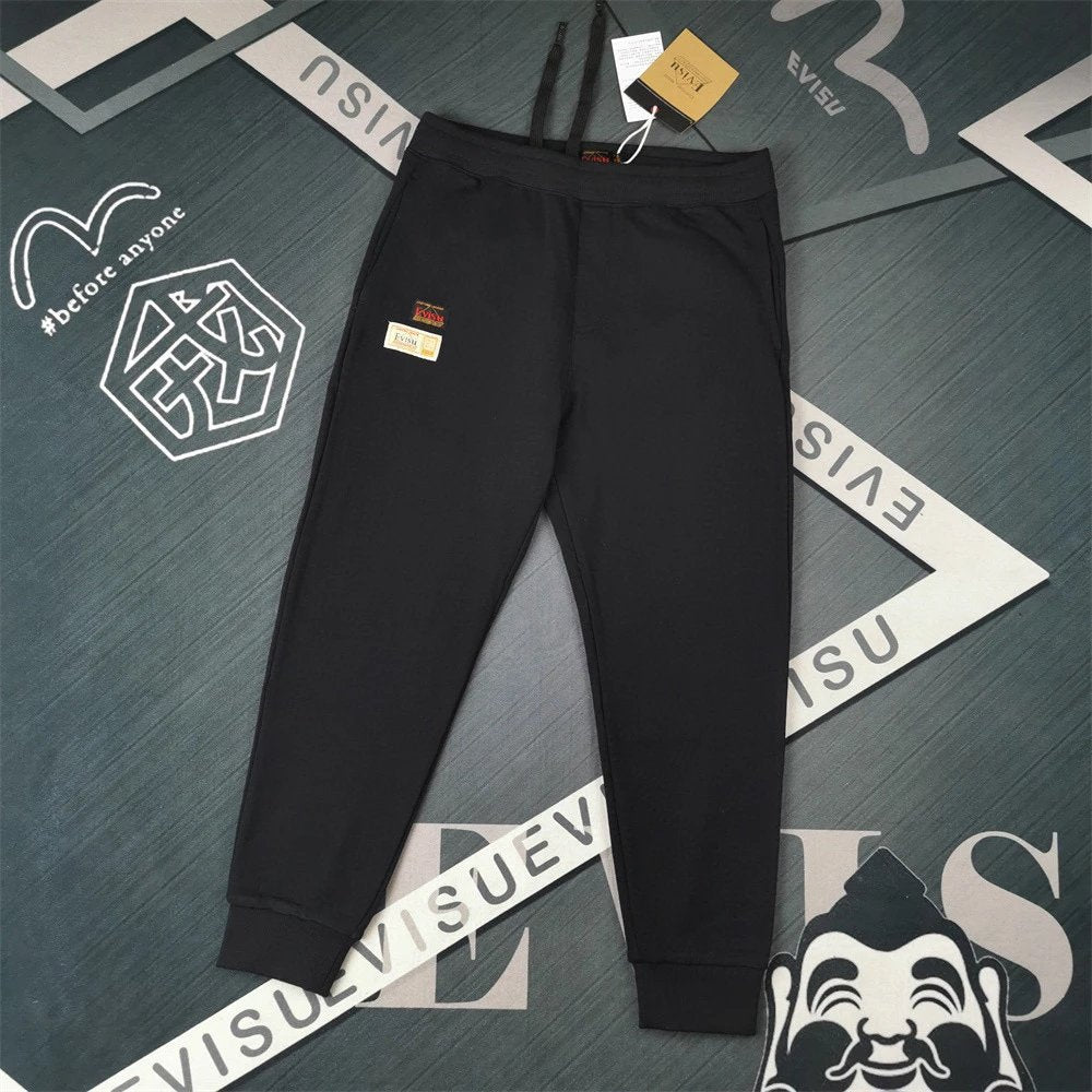 Evisu Sweatpants Top Version Counter Same Style Cotton Sweat Pants Same Style for Men and Women Loose Fashion Brand2024Versatile Casual Pants Sports Trousers