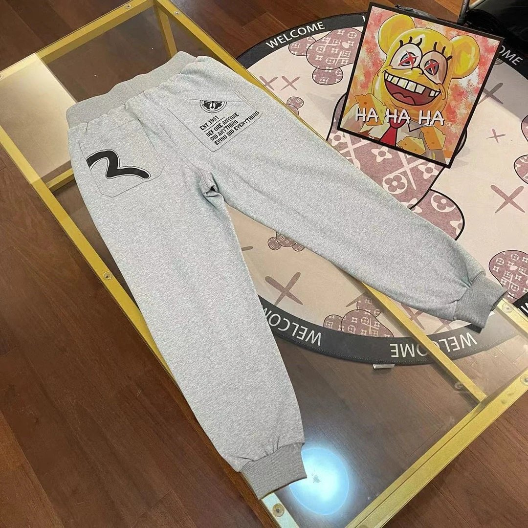 Evisu Sweatpants Top Version Counter Same Style Pure Cotton Spring and Autumn Pants Men's Casual Sweatpants Loose Track Pants Fashionable Trousers