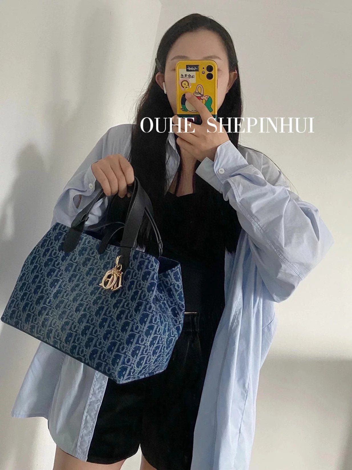 Dior Women's Bag Top version 【Grade Surrogate Shopping Original Factory】24New Denim Blue Toujours Bucket Bag Women's Shopping Bag tote Tote Bag Shoulder Underarm Bag Portable Women's Bag