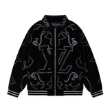 Louis Vuitton LV Jackets Whole Body logo Rhinestone Baseball Jacket Coat Unisex Autumn Winter New Thick Versatile