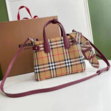 Burberry Women's Bag Top version TheBanner Small Size House Plaid Leather Banner Handbag Banner Women's Bag Cowhide Leather Single-Shoulder Bag Handbag Star Style