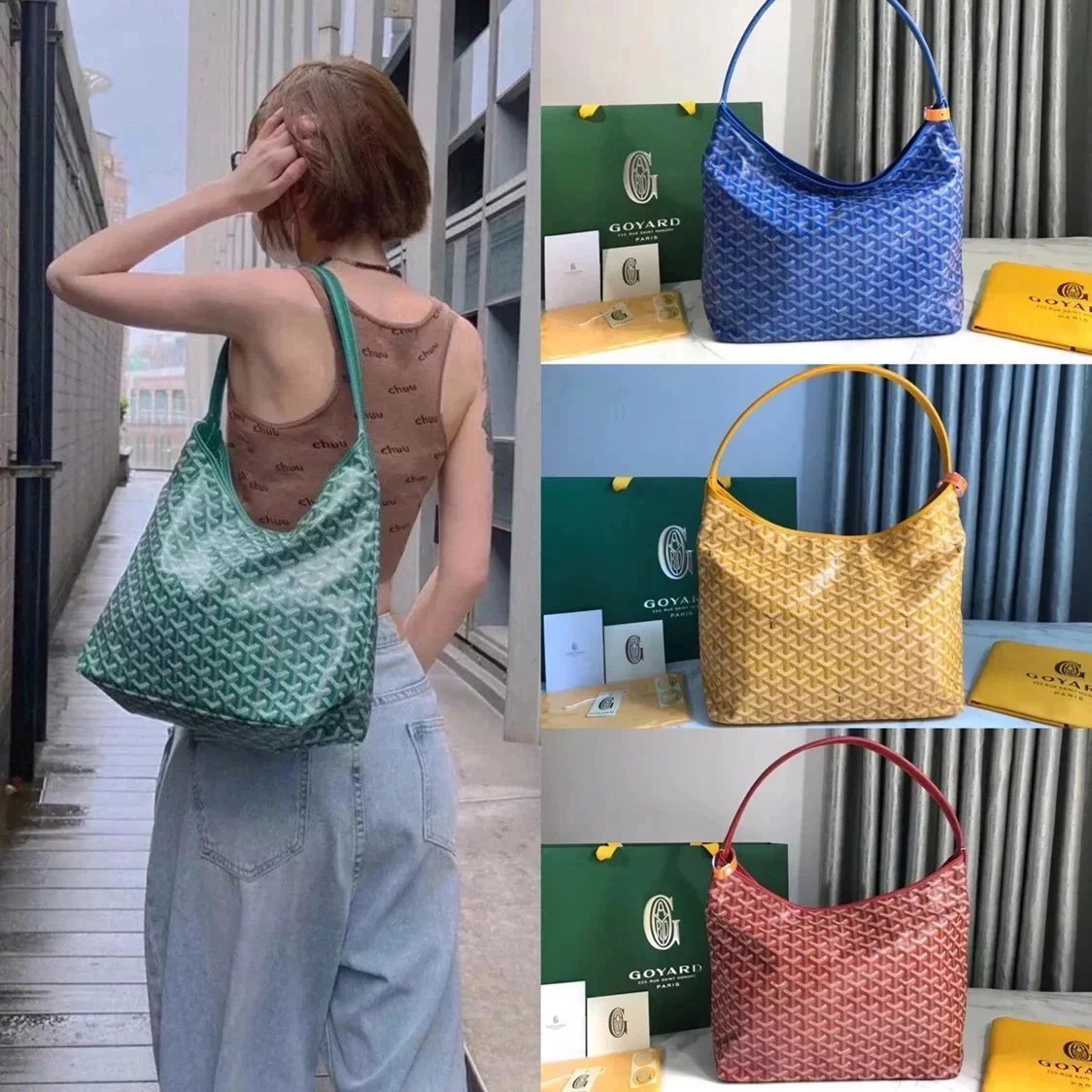 Goyard Bag Top version 2022New Products for Sale HoboBohème Hobo Bag Underarm Bag HOBO Bag totebag Bag Women's Shopping Bag Tote Handbag Underarm Bag Shoulder Bag Women's Bag2024New Color Coral Pink hobo Hobo bag