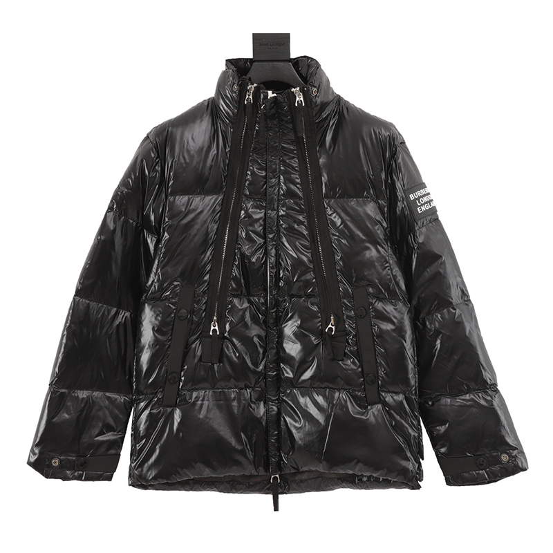 Burberry Down jacket Patent Leather Glossy Surface3Zipper Down Jacket plus Size Same Style for Men and Women