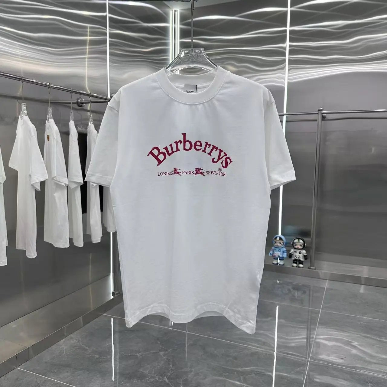 Burberry T-shirt Chest Letter Print logo round Neck Short Sleeve25ss New Pure Cotton Unisex Style T T-shirt OS Loose Fit Base Shirt Top Half Sleeve T-Shirt