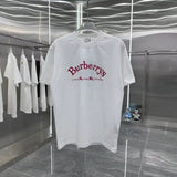Burberry T-shirt Chest Letter Print logo round Neck Short Sleeve25ss New Pure Cotton Unisex Style T T-shirt OS Loose Fit Base Shirt Top Half Sleeve T-Shirt
