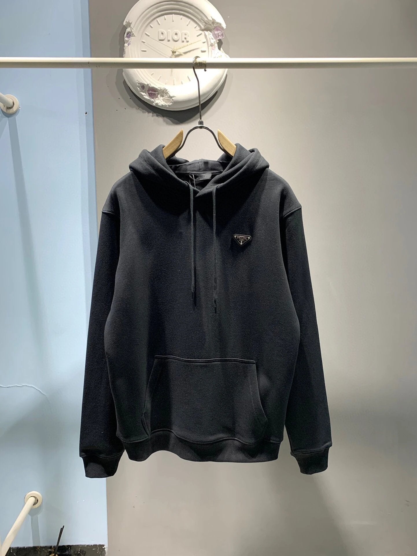 PRADA Hoodie Golden Triangle Logo logo Hooded Sweatshirt Hoodie Jacket Top Unisex Sports Casual Loose Fit Versatile