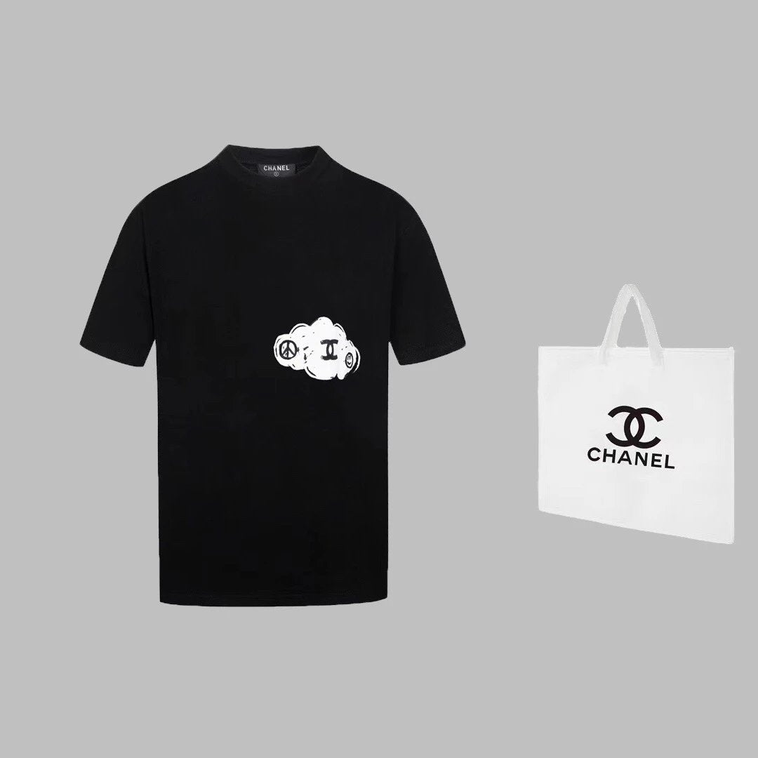 Chanel T-shirt Short Sleeve High Version Spring Summer New Short Sleeves T-shirt Hand-Painted Graffiti Couple's Popular Item