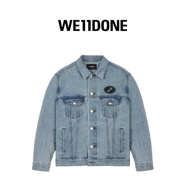 We11done Jackets Top Version Washed Old Heavy Thick Denim Jacket Loose Men's and Women's Korean-Style Lapel Retro Coat