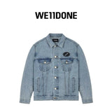 We11done Jackets Top Version Washed Old Heavy Thick Denim Jacket Loose Men's and Women's Korean-Style Lapel Retro Coat