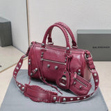 Balenciaga Bag Top version 【Level Surrogate Shopping】Original Grand Paris23New Minidufflebag Round Barrel Travel Bag Lecagole Series Sheepskin Material Shoulder Bag Messenger Bag Portable Women's Bag Travel Bag New Size