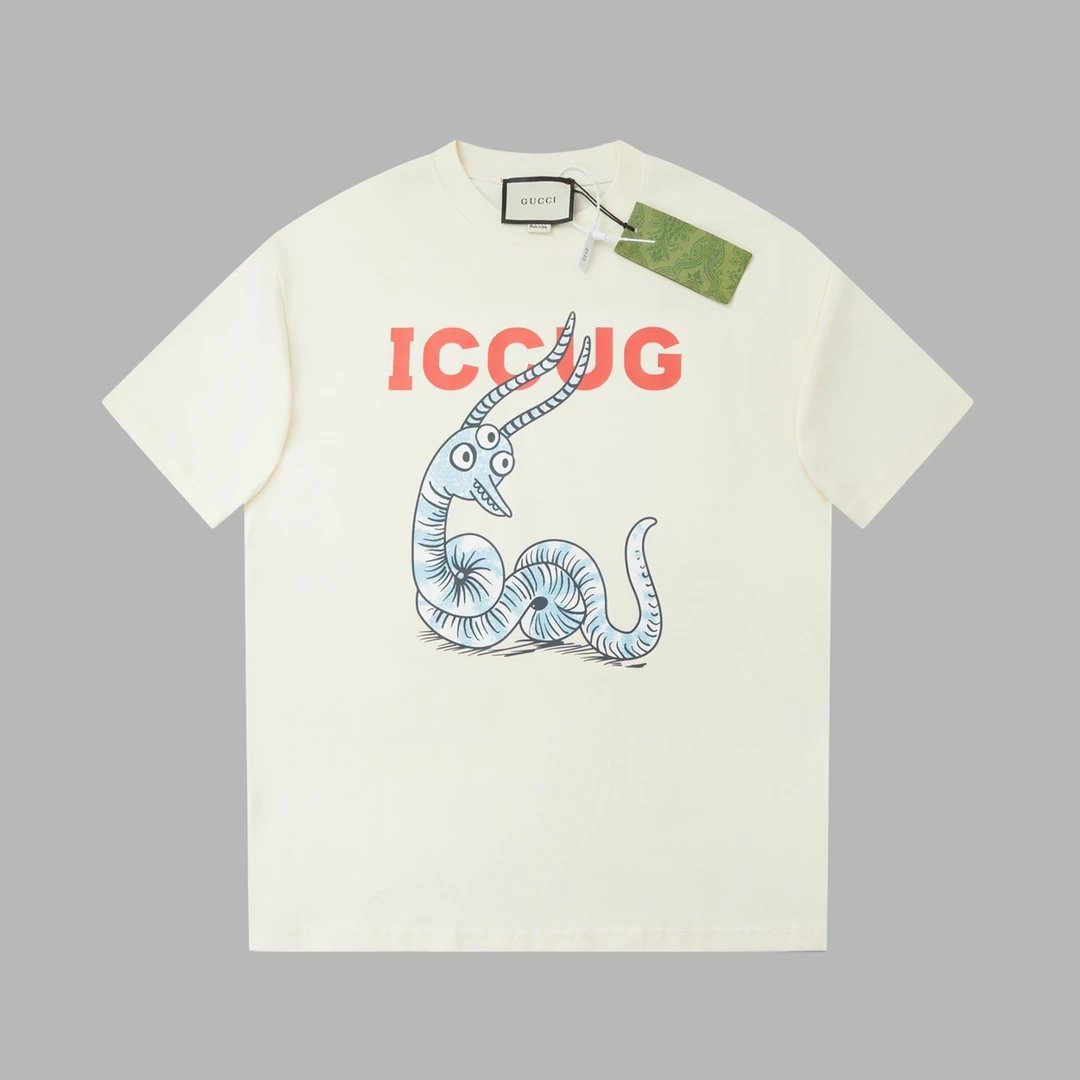 Gucci T-shirt Year of the Snake Limited Edition Chest Print logo round Neck Short Sleeve25ss New Pure Cotton Unisex Style T Casual T-Shirt Base Layer Shirt OS Loose Fit Short Sleeve Top