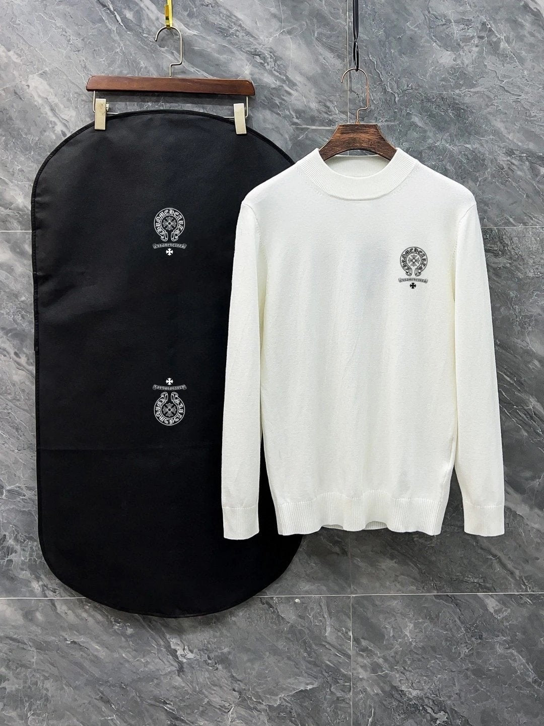 Chrome Hearts Sweater Classic Logo LOGO Printed Half Turtleneck Sweater Long Sleeve Lazy Style OS Loose Fit Unisex Knit Top Jacket Versatile Casual Wearable Inside and Outside