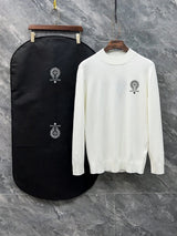 Chrome Hearts Sweater Classic Logo LOGO Printed Half Turtleneck Sweater Long Sleeve Lazy Style OS Loose Fit Unisex Knit Top Jacket Versatile Casual Wearable Inside and Outside