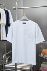 Chrome Hearts T-shirt Early Spring New Style Horseshoe Rhinestone Short Sleeve Round Neck Short Sleeve25ss New Pure Cotton Unisex Style T T-shirt OS Loose Fit Base Shirt Short Sleeve Top T-Shirt
