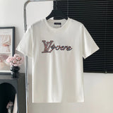 Louis Vuitton LV T-shirt Chest logo Embroidered Letter Crew Neck Short Sleeve25ss New Pure Cotton Unisex Style T T-shirt OS Loose Fit Base Shirt Top Half Sleeve T-Shirt