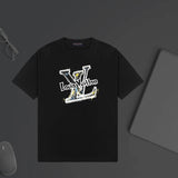 Louis Vuitton LV T-shirt Chest Artistic Letter Print logo round Neck Short Sleeve25ss New pure cotton T Unisex T-Shirt OS Loose Fit Base Shirt Top Half Sleeve T-Shirt