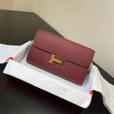 Hermes women's bag Top version New Kangkang Women's Bag epsom Leather Palm Print ConstanceToGoWoc Shoulder Crossbody Handbag Clutch Long Long Purse Wallet Dinner Bag