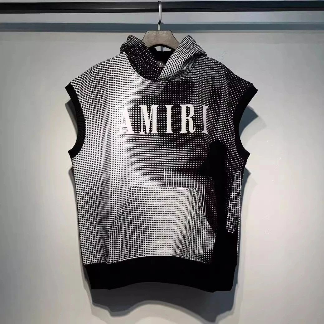 Amiri Hoodie 2024Autumn and Winter New Letters logo Printing plus Velvet Hooded Sleeveless Sweater for Men and Women