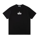 Alo Yoga T-shirt Front and back brand letter print logo round Neck Short Sleeve25ss New pure cotton T Unisex T-Shirt OS Drop Shoulder Loose Fit Base Shirt Top T-Shirt Short Sleeve