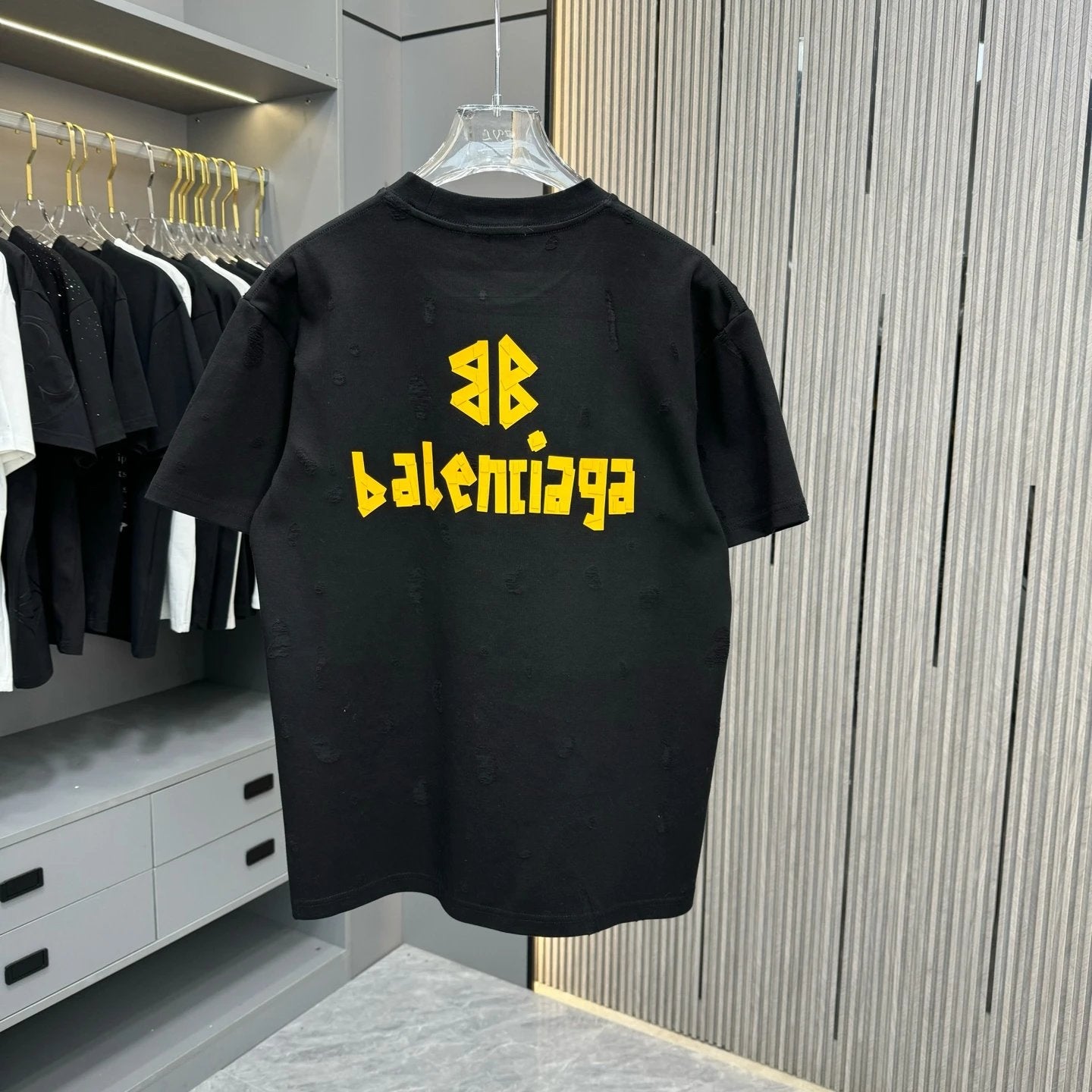 Balenciaga T-shirt 3D Silicone Craft logo round Neck Short Sleeve25ss New Pure Cotton Unisex Style T T-shirt OS Loose Fit Base Shirt Top Half Sleeve T-Shirt