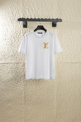 Louis Vuitton LV T-shirt Chest Letter Embroidery logo round Neck Short Sleeve25ss New Pure Cotton Unisex Style T Casual T-Shirt Base Layer Shirt OS Loose Fit Half Sleeve Top Plus Size