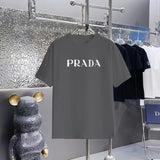 PRADA T-shirt Chest Brand Print logo round Neck Short Sleeve25ss New Pure Cotton Unisex Style T T-shirt OS Loose Fit Base Shirt Top Half Sleeve T-Shirt