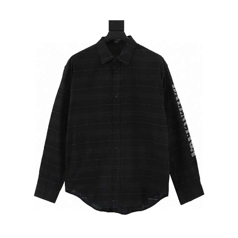 Balenciaga Shirt Fuzzy Letter Plaid Long-Sleeved Shirt for Men and Women