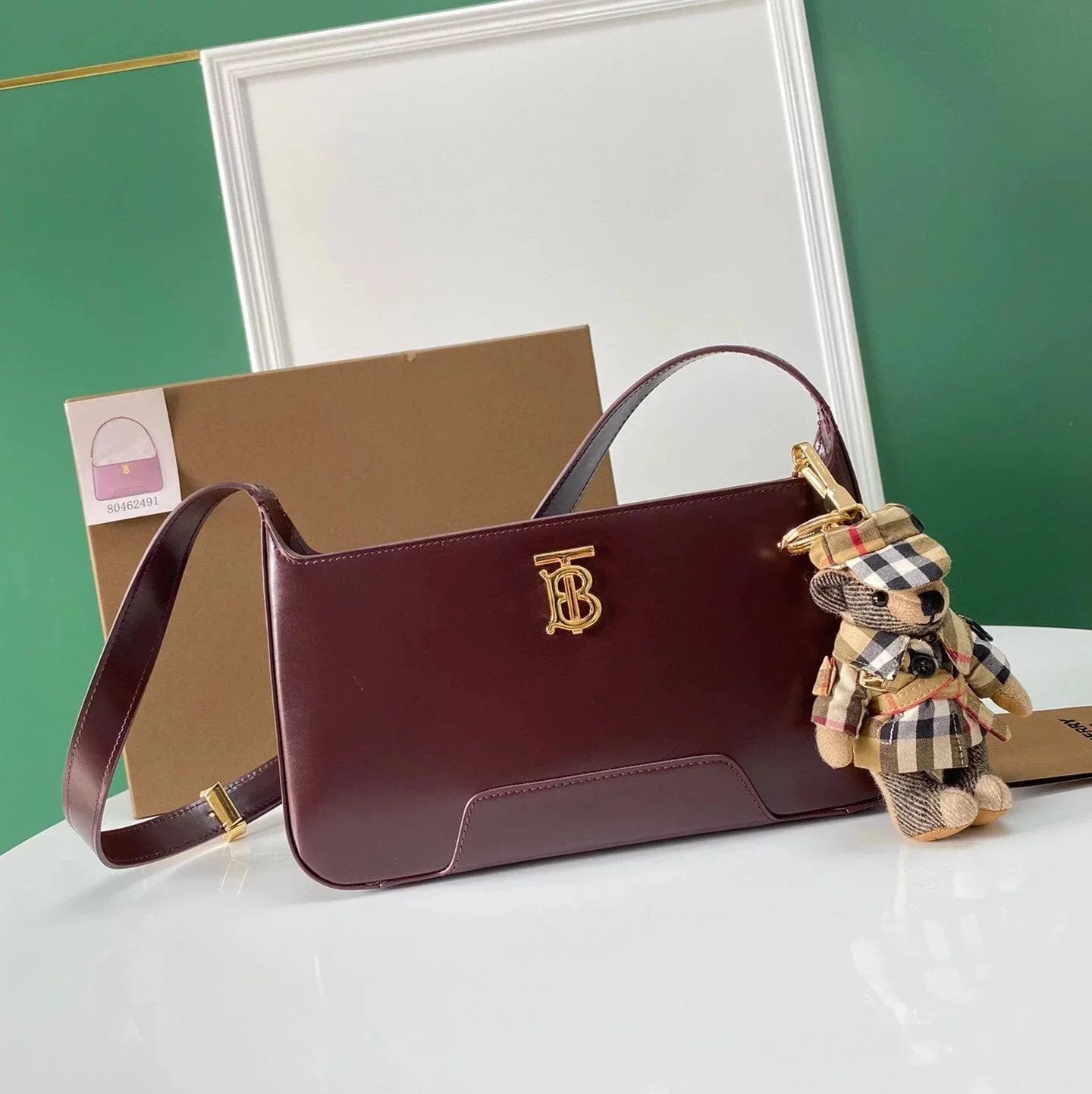 Burberry Women's Bag Top version 2022New Autumn and Winter Women's Bags Underarm Bag TB Black Caramel Leather Handbag Shoulder Bag Women's Bag