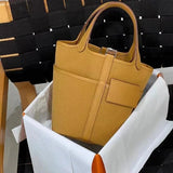 Hermes women's bag Top version H Home Food Basket cargo Bucket Bag nata Cream White Sesame Color Small Bucket picoton18cm Canvas Stitching swift Leather Counter New Hand Sewing