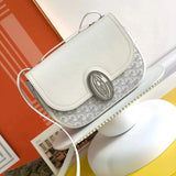 Goyard Bag Top version 2022Latest Limited Edition Commemorative Ladies233Canvas and Cowhide Stitching Women's Bag Metal Buckle Bag Shoulder Crossbody Shoulder Tote Dark Blue25cm