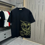 Burberry T-shirt Front Rider Print logo round Neck Short Sleeve25ss New pure cotton T Unisex T-Shirt OS Loose Fit Base Shirt Top Half Sleeve T-Shirt
