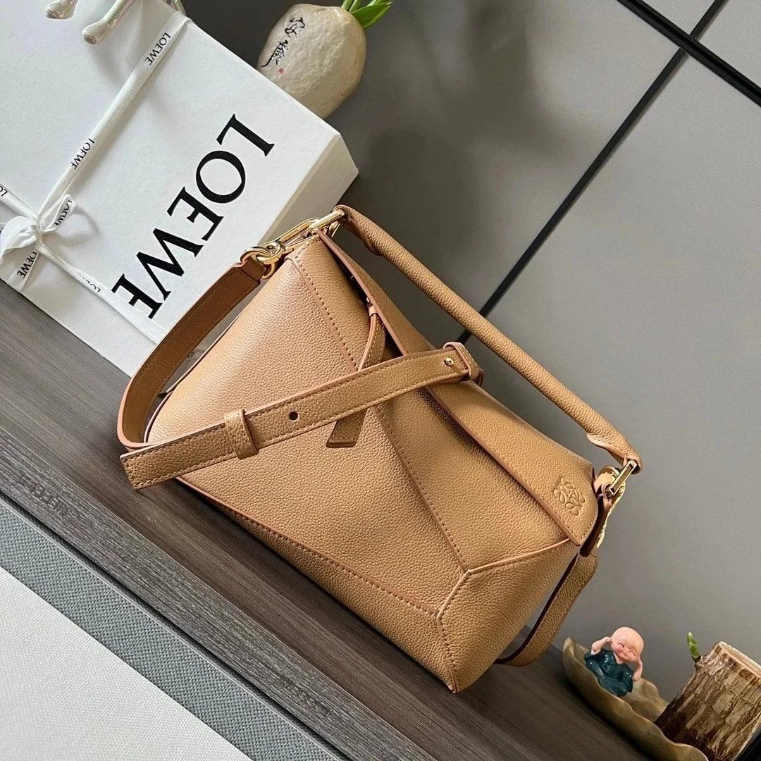 LOEWE Women's Bag Top version 【Original Leather Version】2023New Mini Satin Cow Leather PuzzleEdge Handbag puzzle Mini Handbag Geometric Bag Mobile Phone Bag Portable Messenger Bag Loe New puzzle Bag nano Size18cm Summer bags