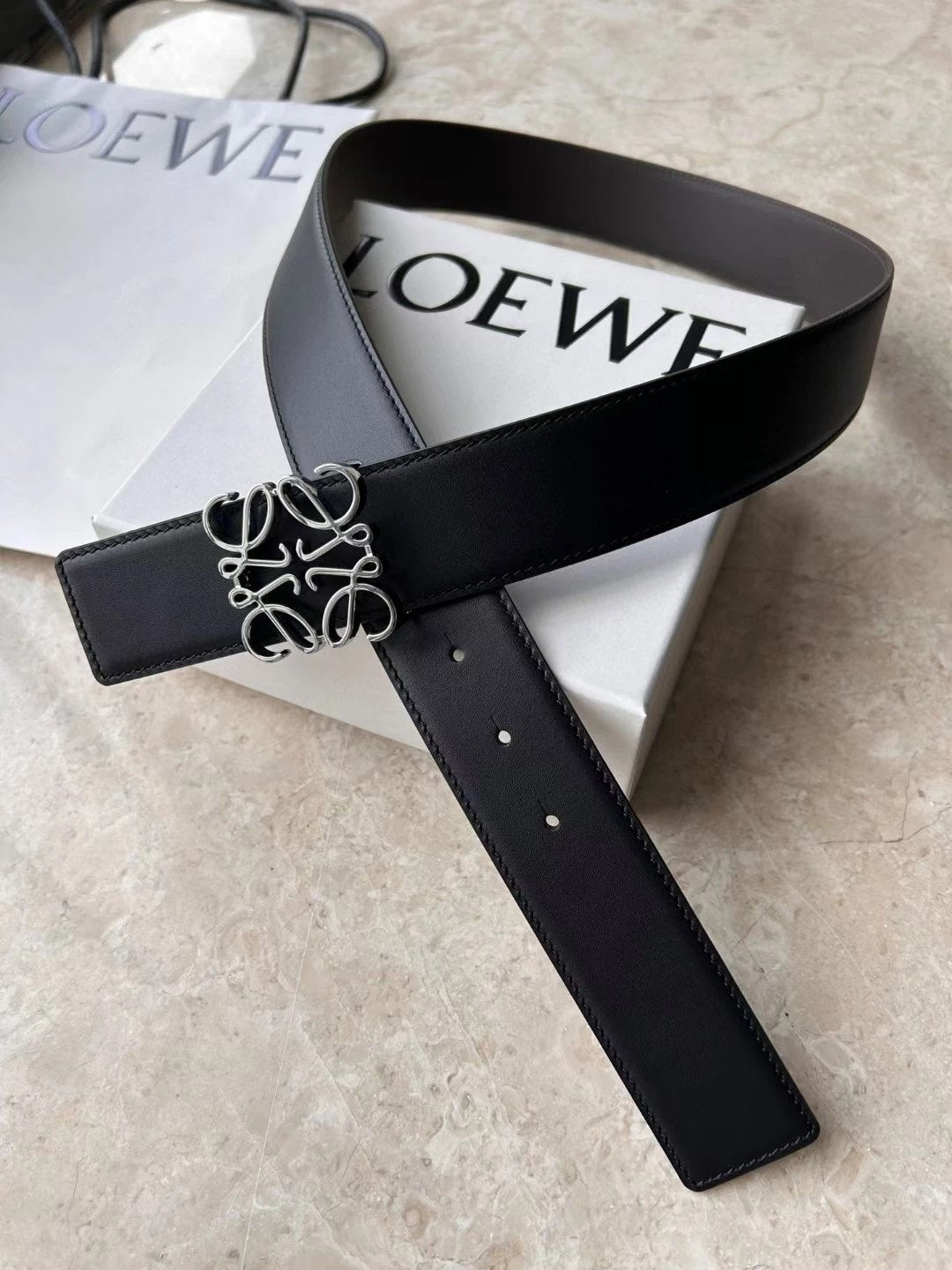 LOEWE Belt Top version Belt Genuine Cattlehide Leather Surface Original Single Original Single Double-Sided First Layer Original Cowhide4.0Men's Leather Belt Man's Belt Men's Belt Business Casual Pants Belt Men's Business Casual Belt Belt Men's High-End B